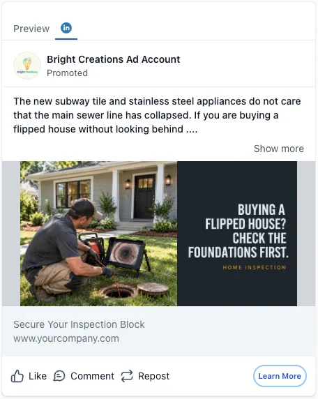 Real Estate Inspector - LinkedIn Ad