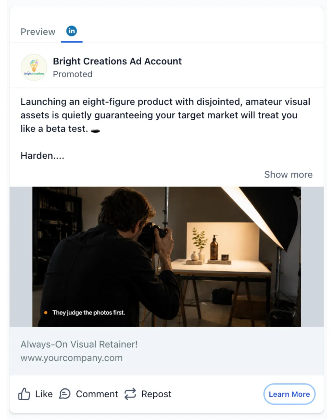 Professional Photographer - LinkedIn Ad