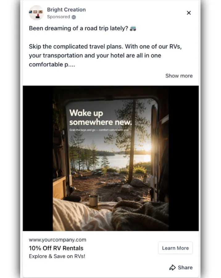RV Rentals - Facebook Ad