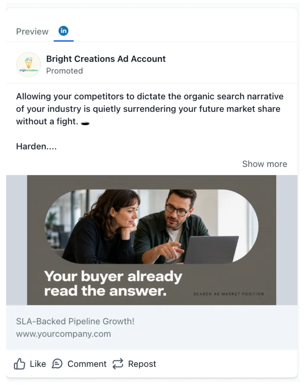 SEO Consulting - LinkedIn Ad