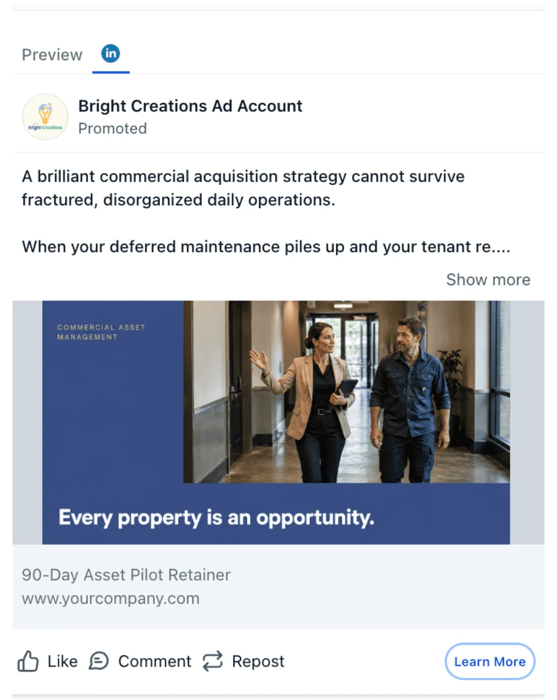 Real Estate Management - LinkedIn Ad