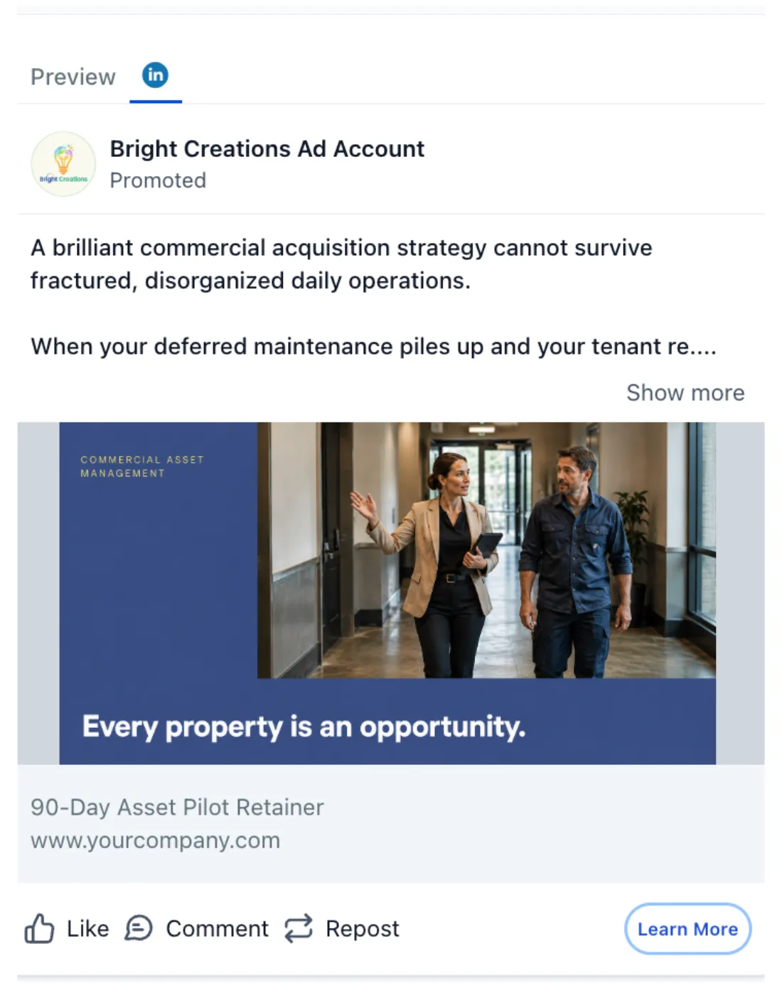 Real Estate Management - LinkedIn Ad