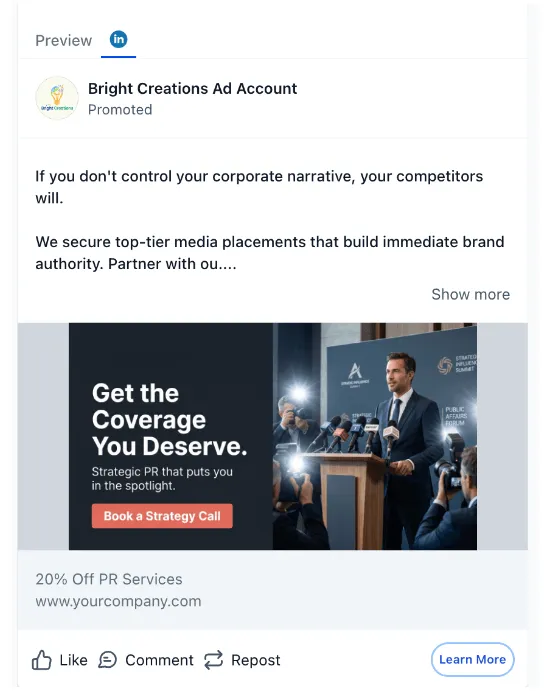 Public Relations Firm - LinkedIn Ad