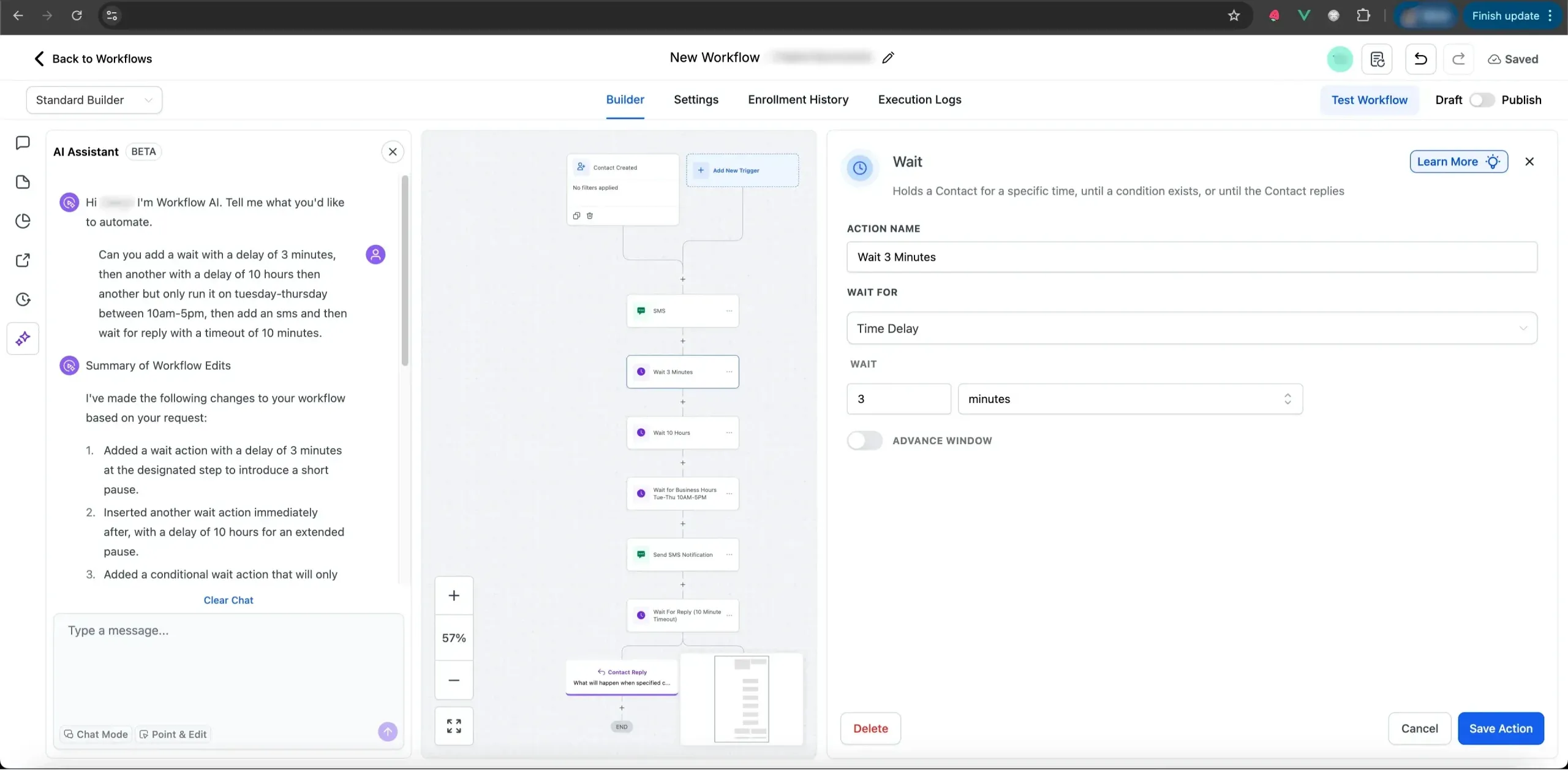 AI Builder wait step sequence generation, step 2