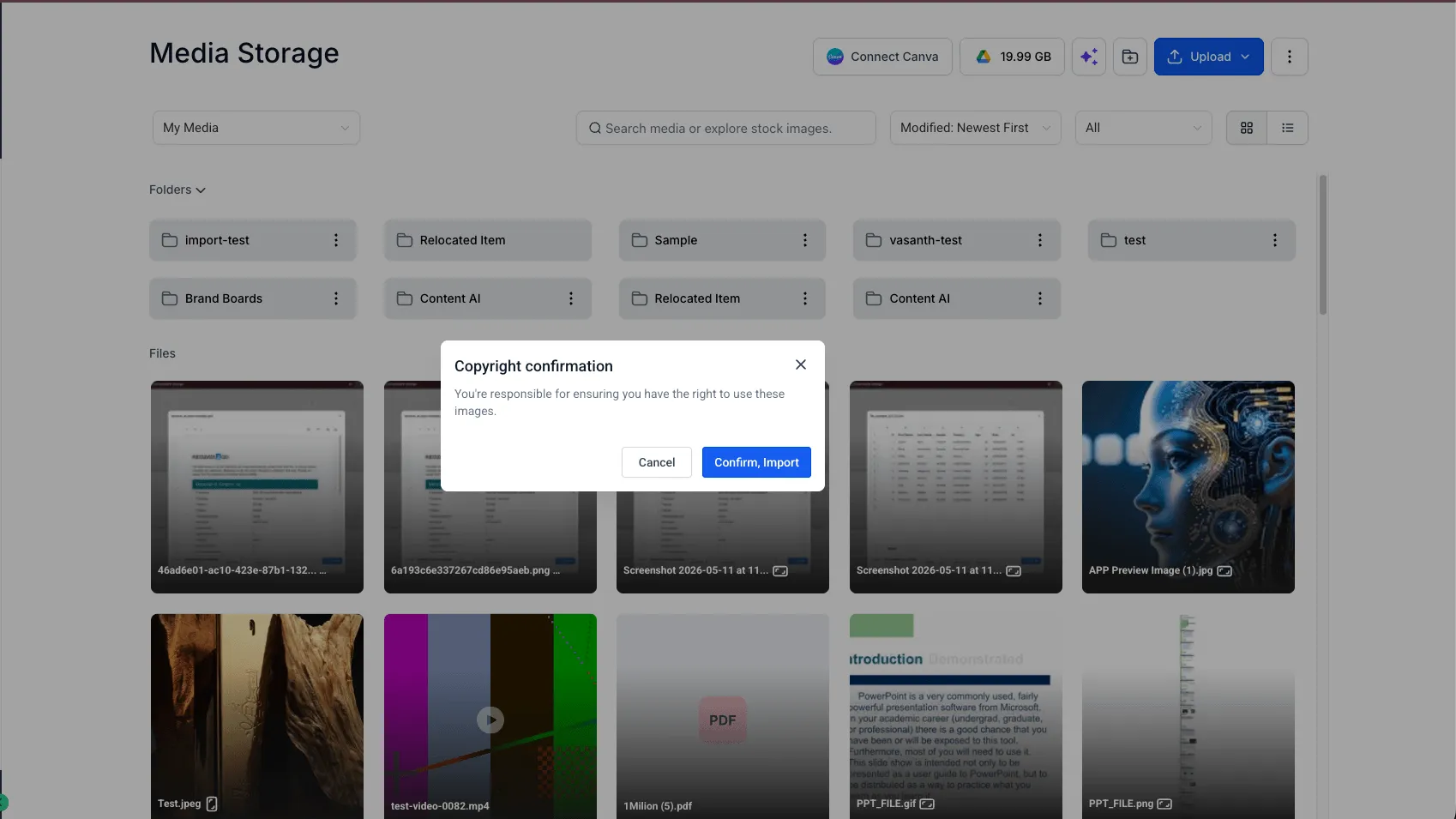 Imported image details in Media Storage