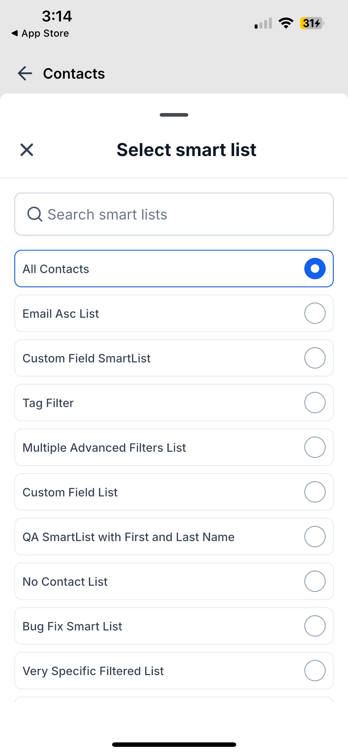 Contact profile update