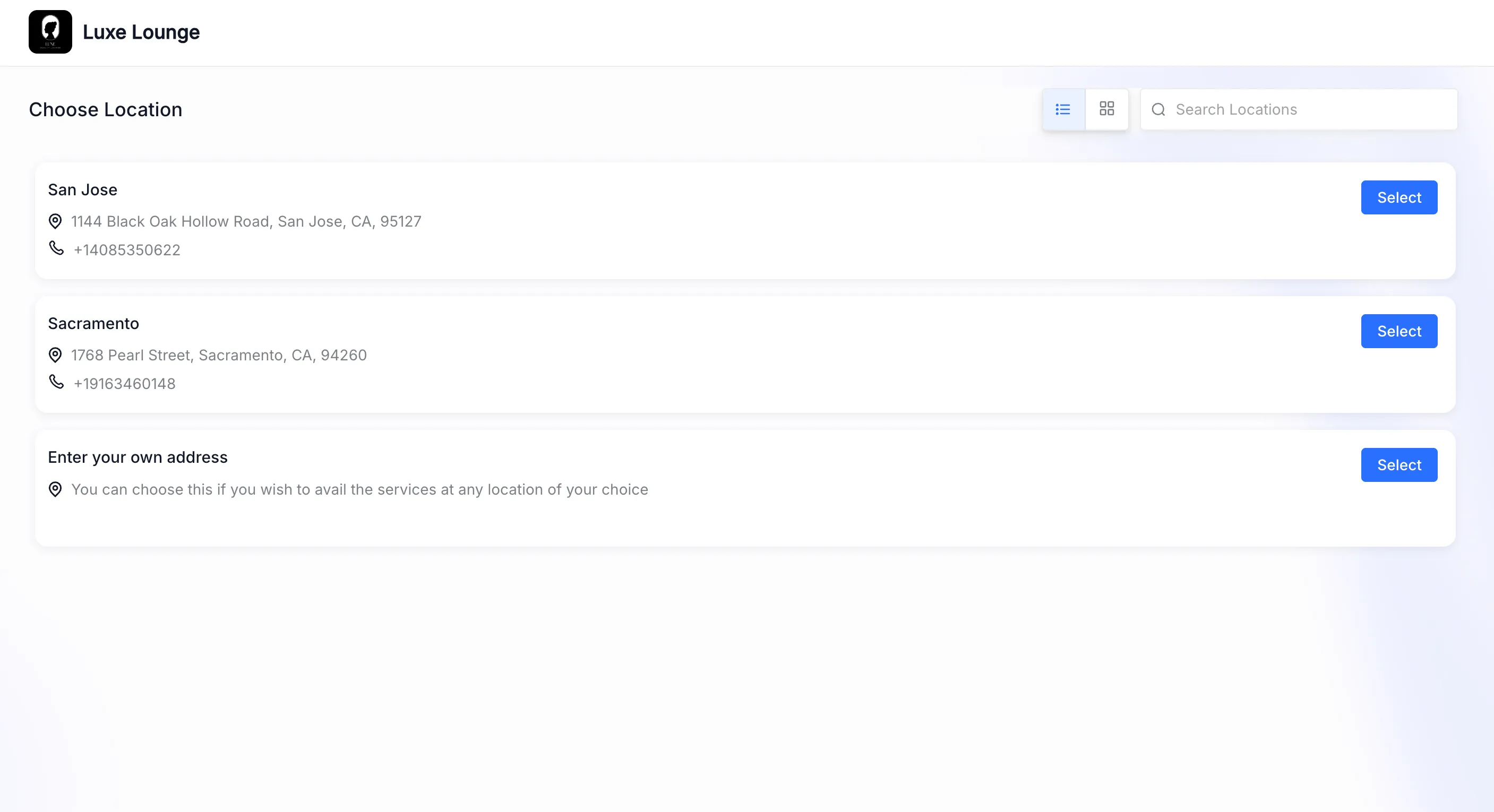 Booking page without service images
