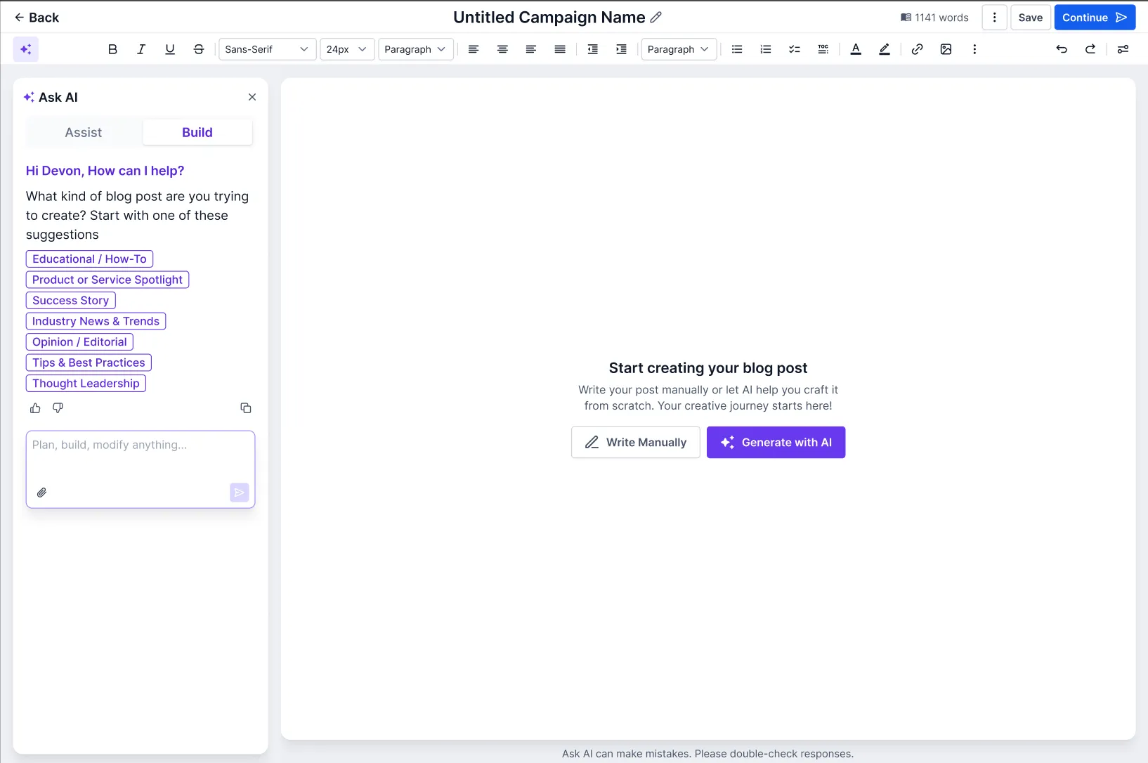 Build Mode selection