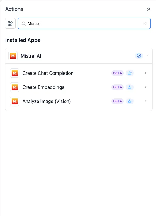 Mistral AI workflow actions