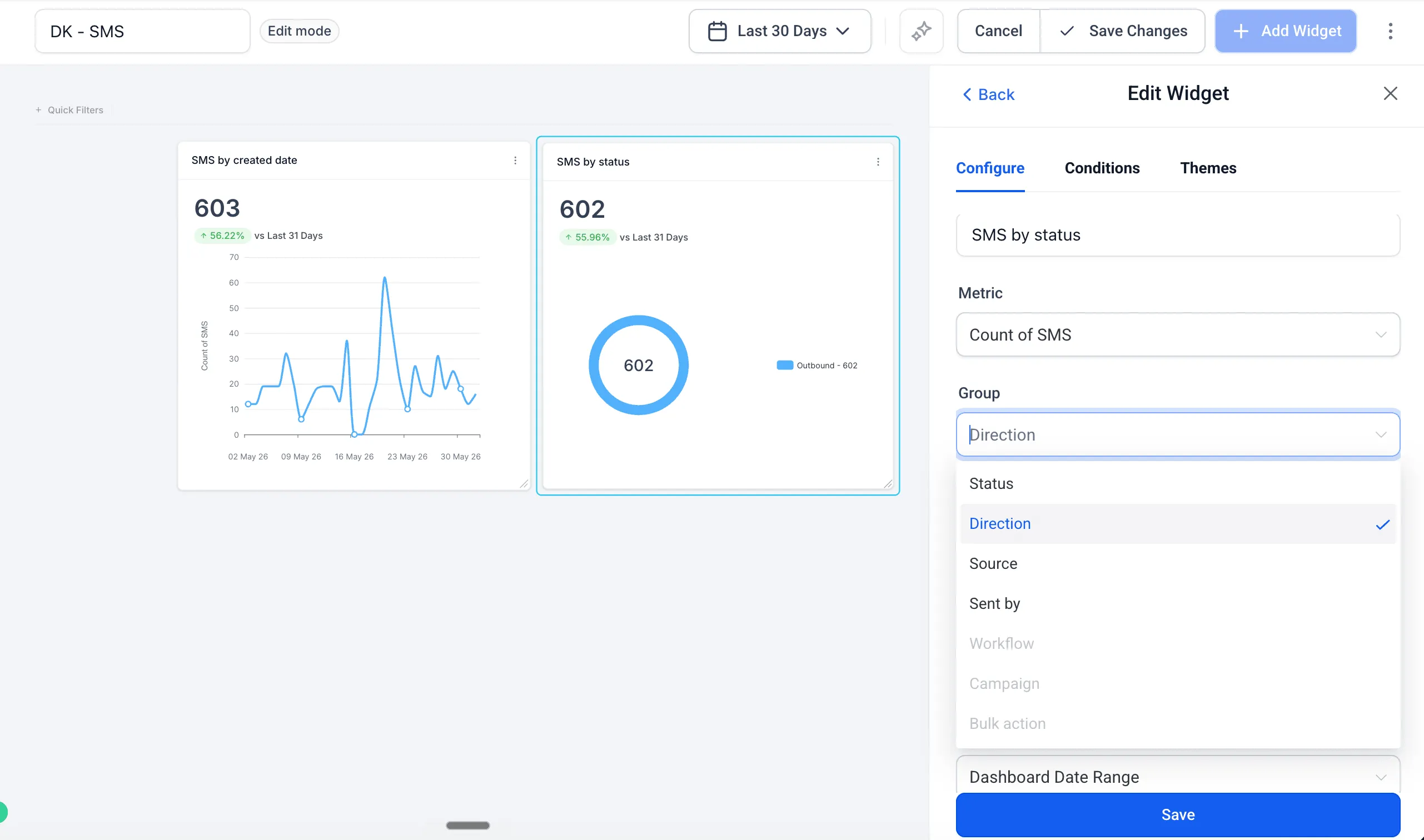 Configure SMS reporting