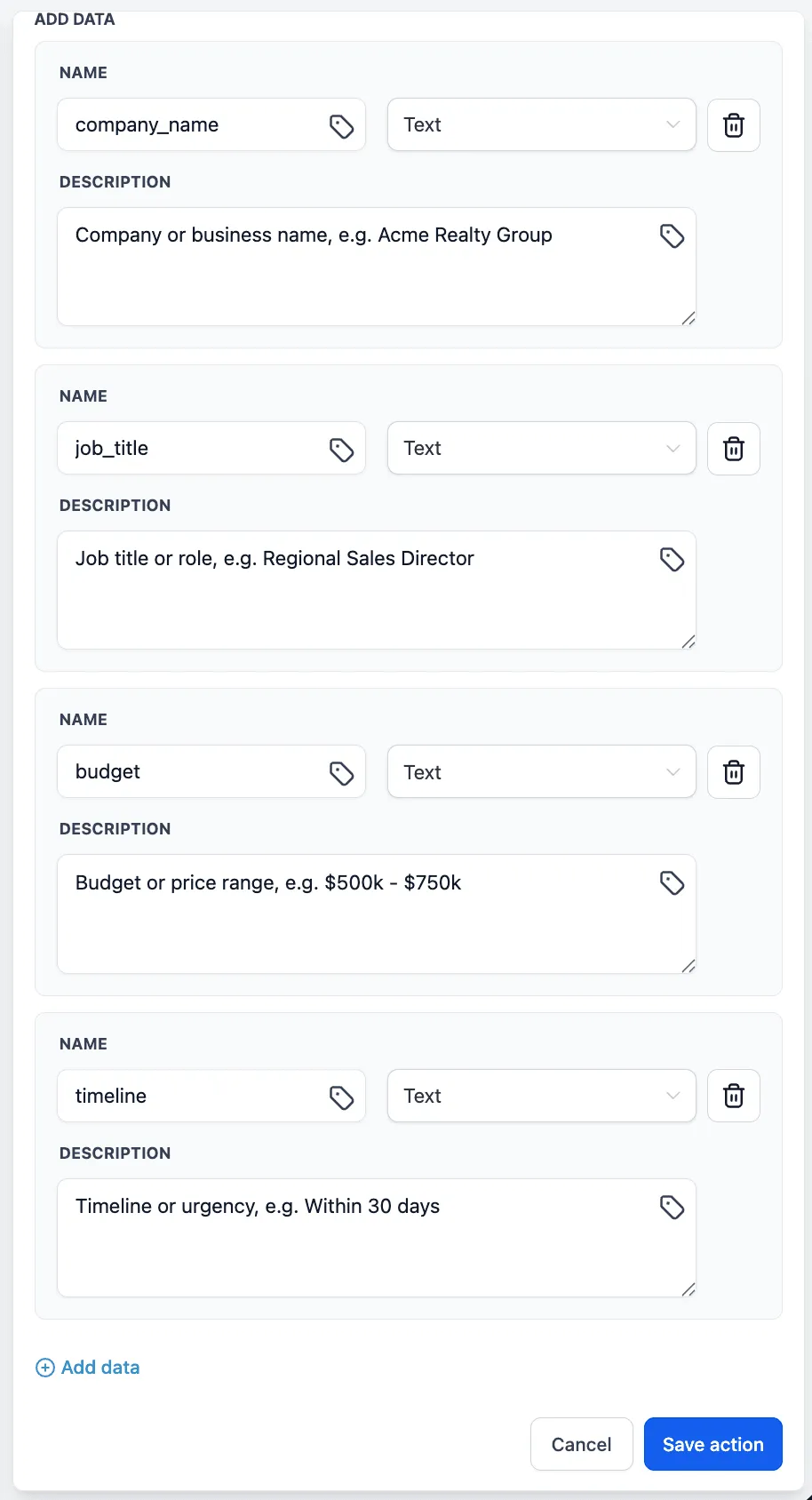 Configuring extracted fields