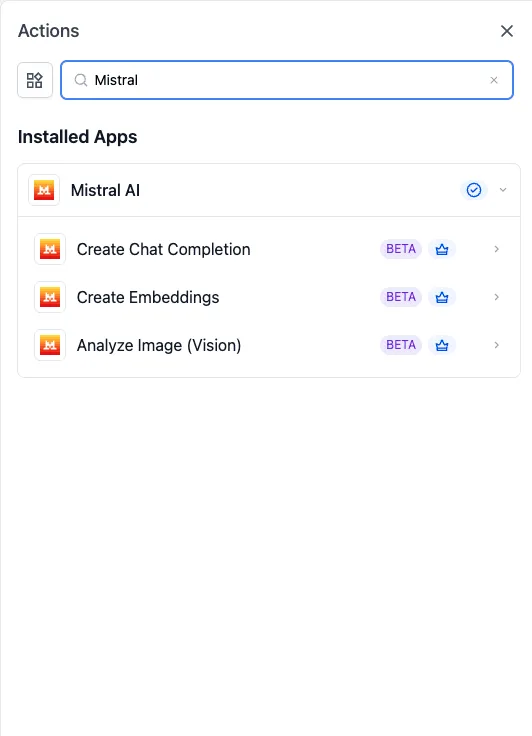 Mistral AI workflow actions