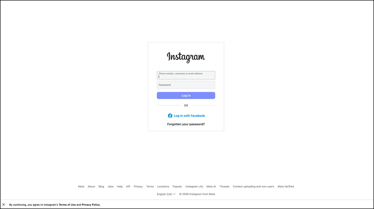 Instagram OAuth connection screen