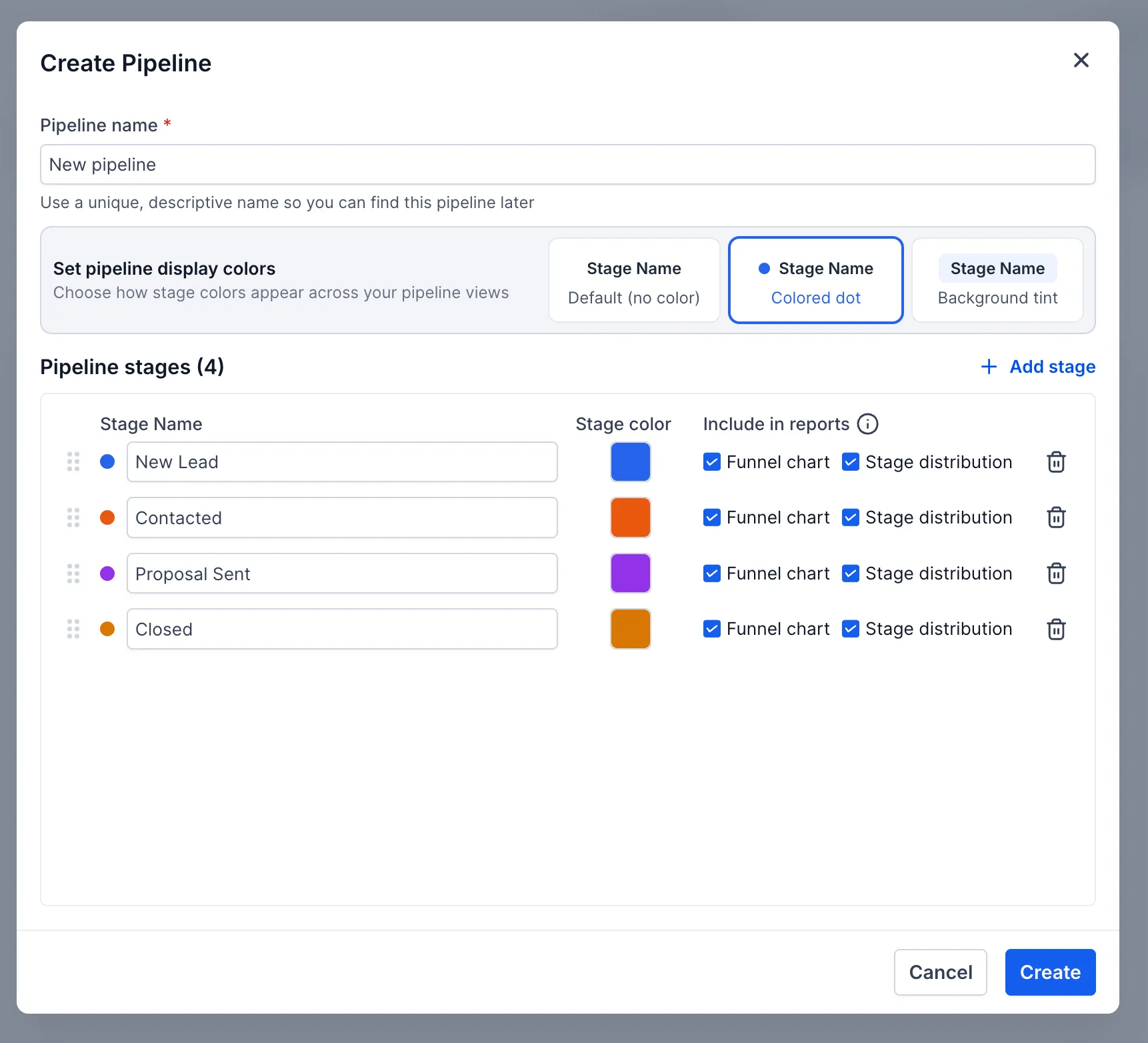 Assign colors to pipeline stages
