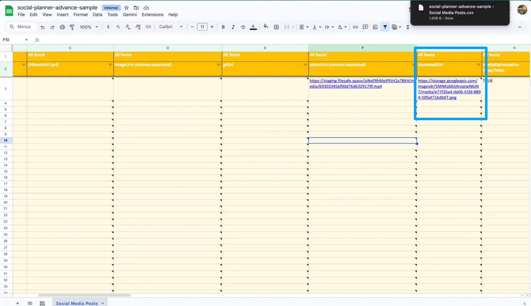 Video thumbnail applied in Social Planner