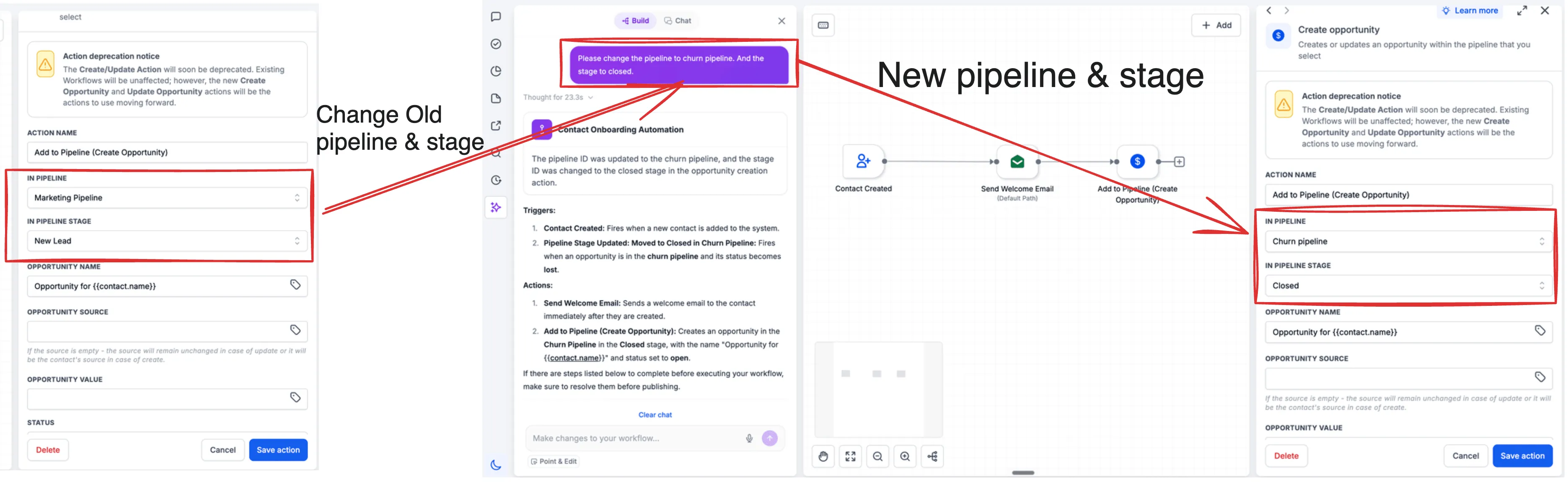 AI Builder pipeline stage edit example