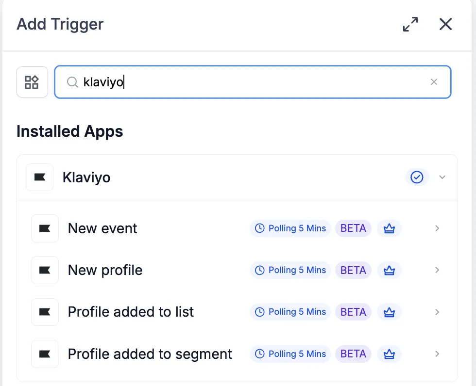 Klaviyo trigger options in workflows