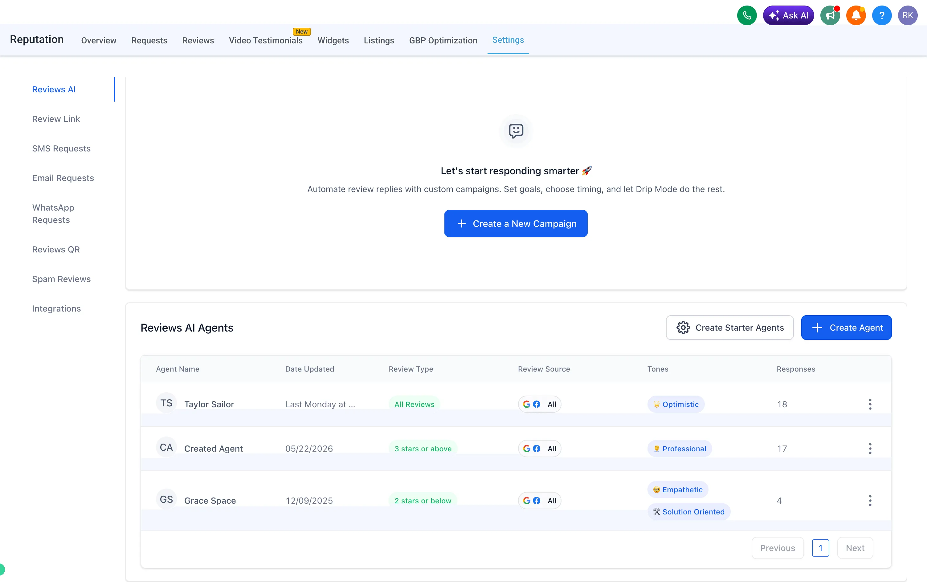Review source selection for AI Agents