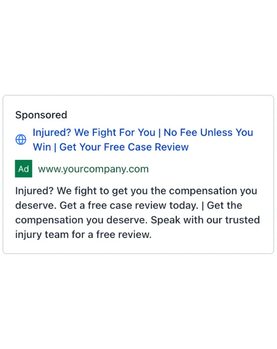 Personal Injury Law Firm - Google Ad