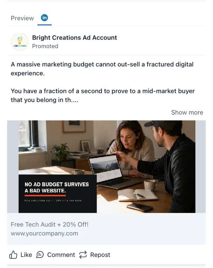 Website Developer - LinkedIn Ad