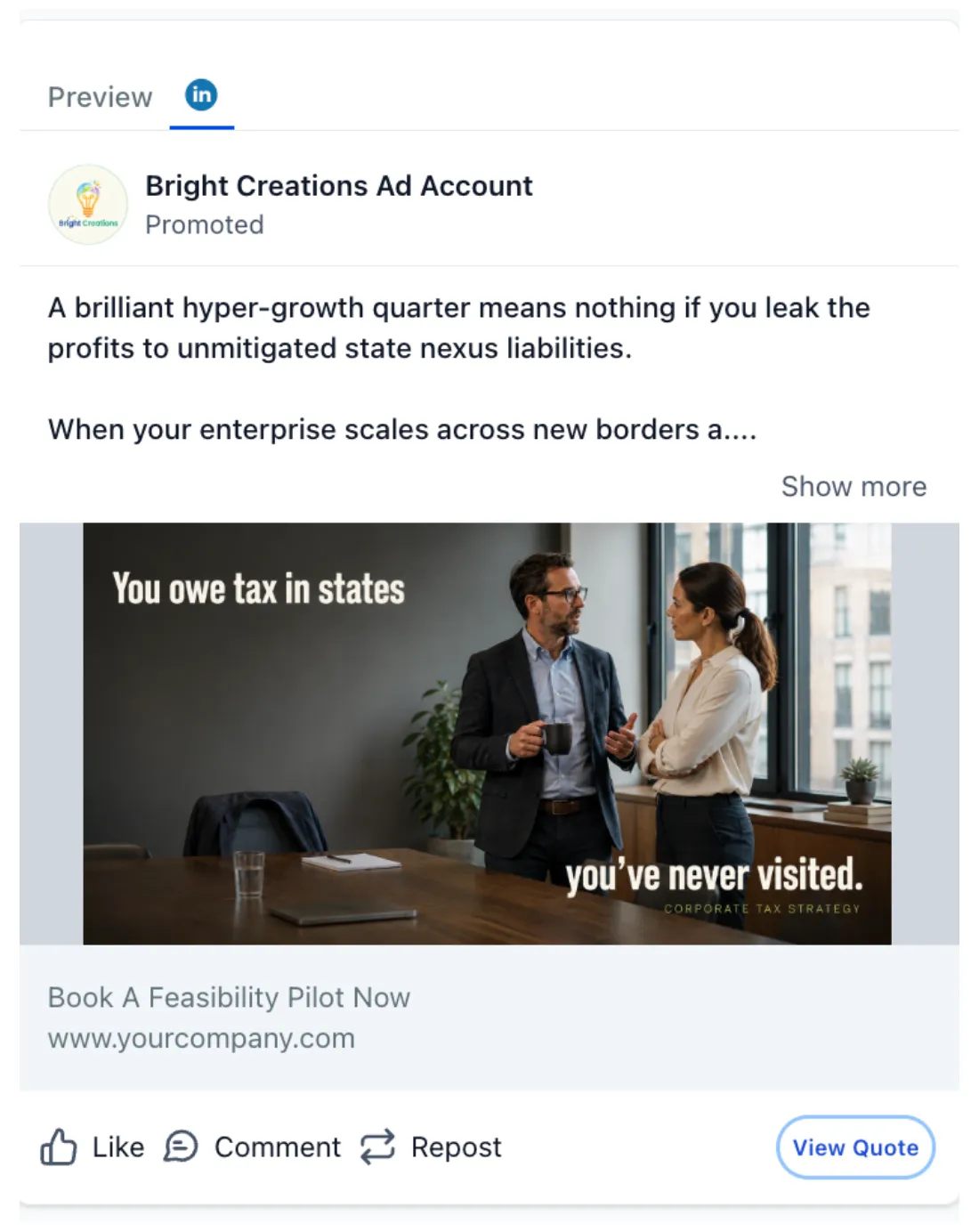 Tax Consultant - LinkedIn Ad