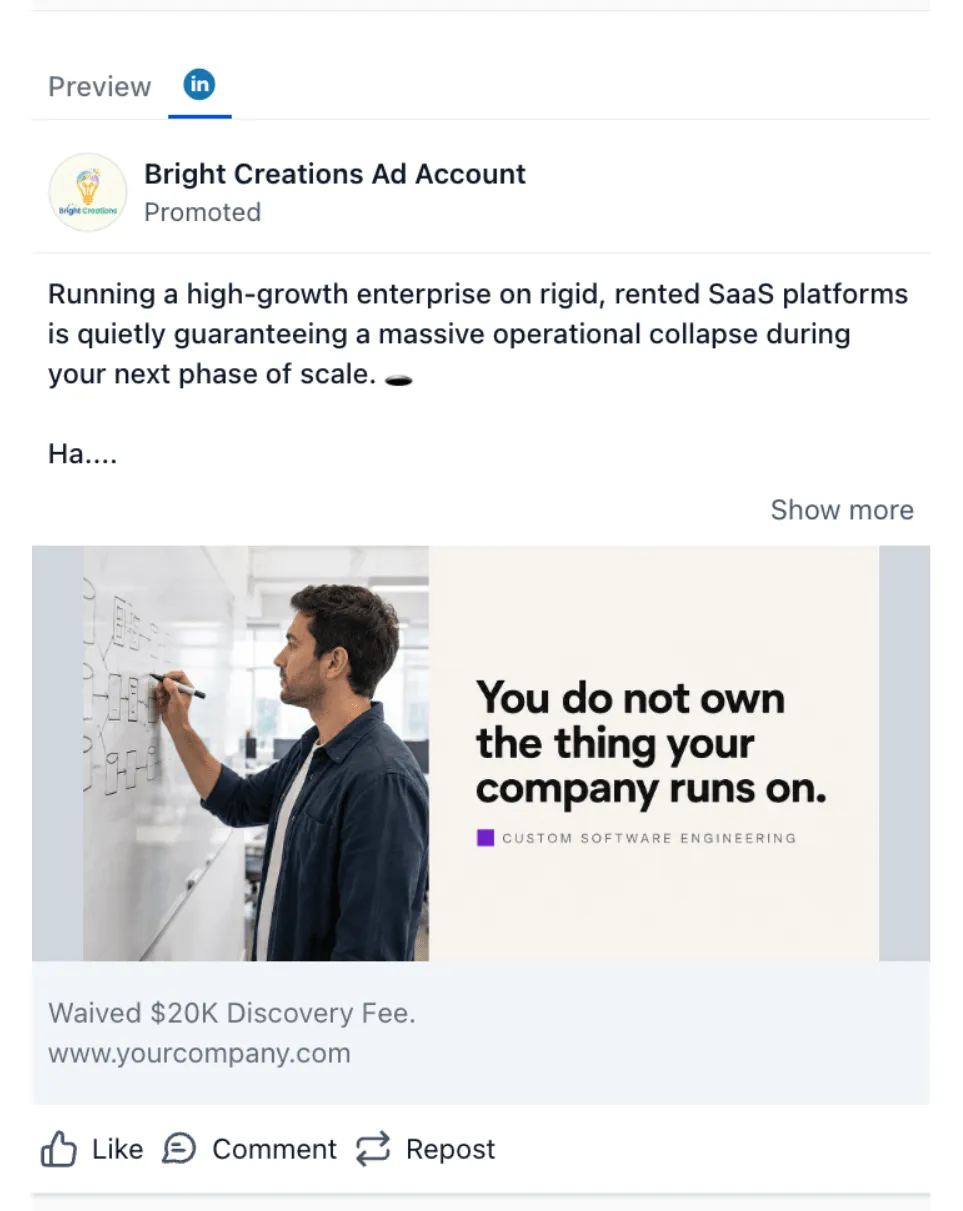 Web-Based Software Firm - LinkedIn Ad