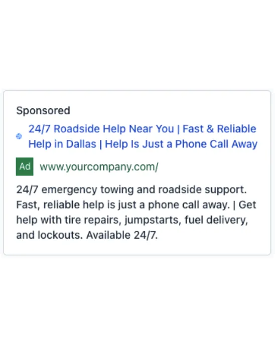 Emergency Roadside Service - Google Ad