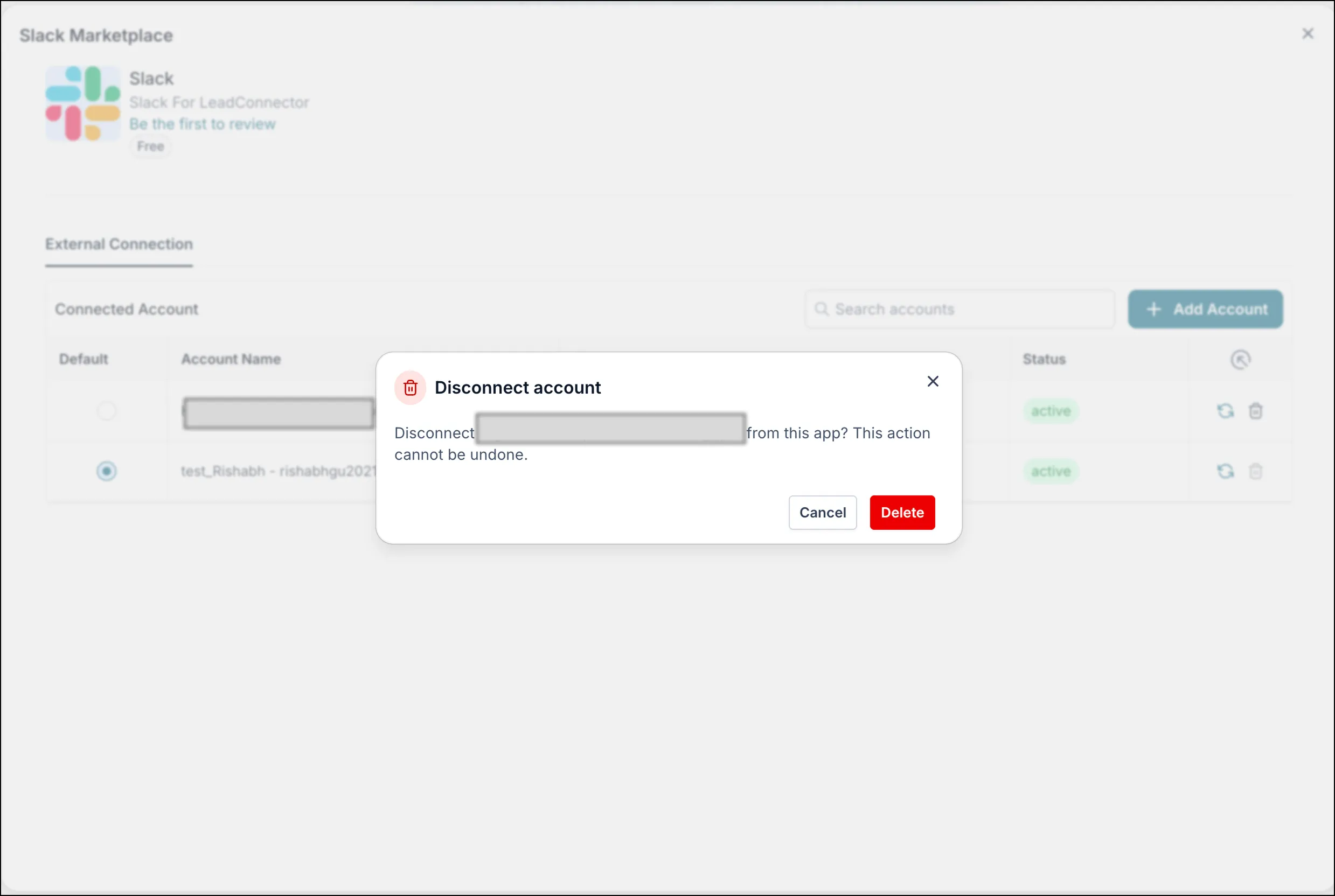 Disconnect Account