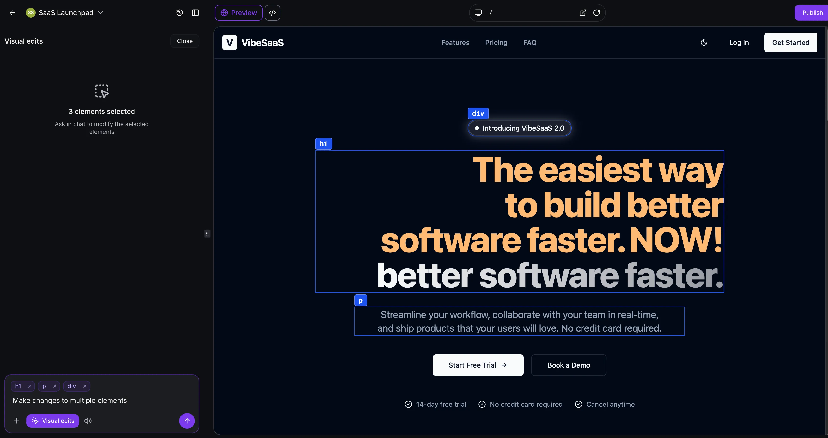 Spacing controls in Visual Edits