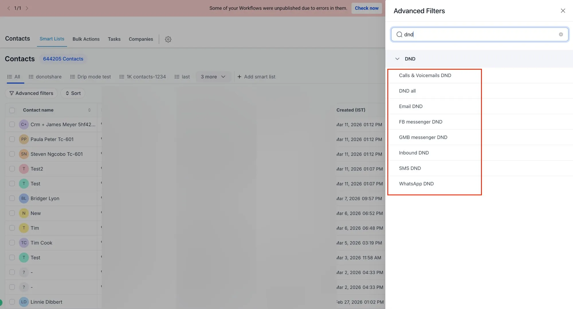 Communication filter updates
