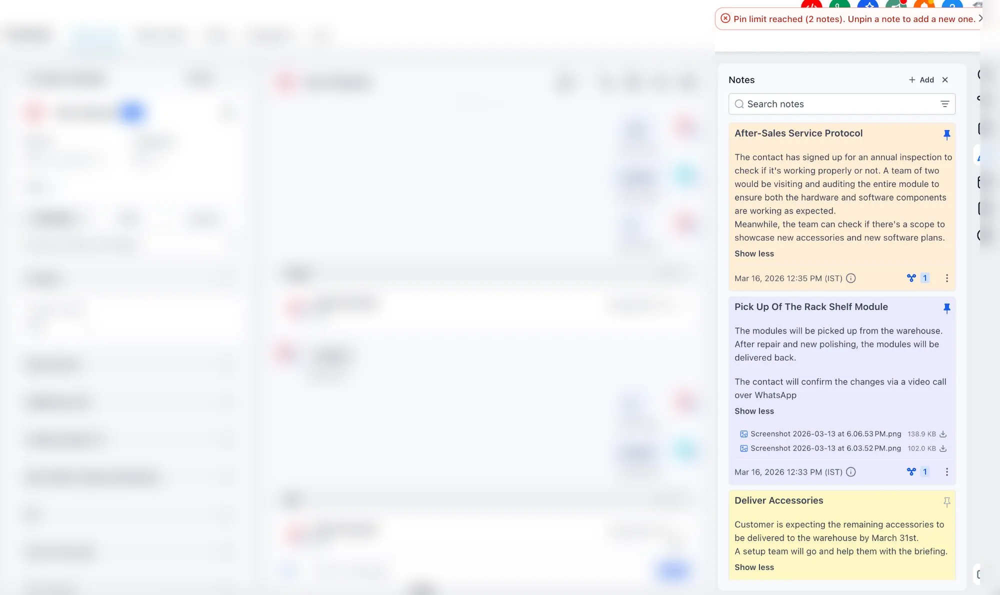 Pinned notes remain visible at the top