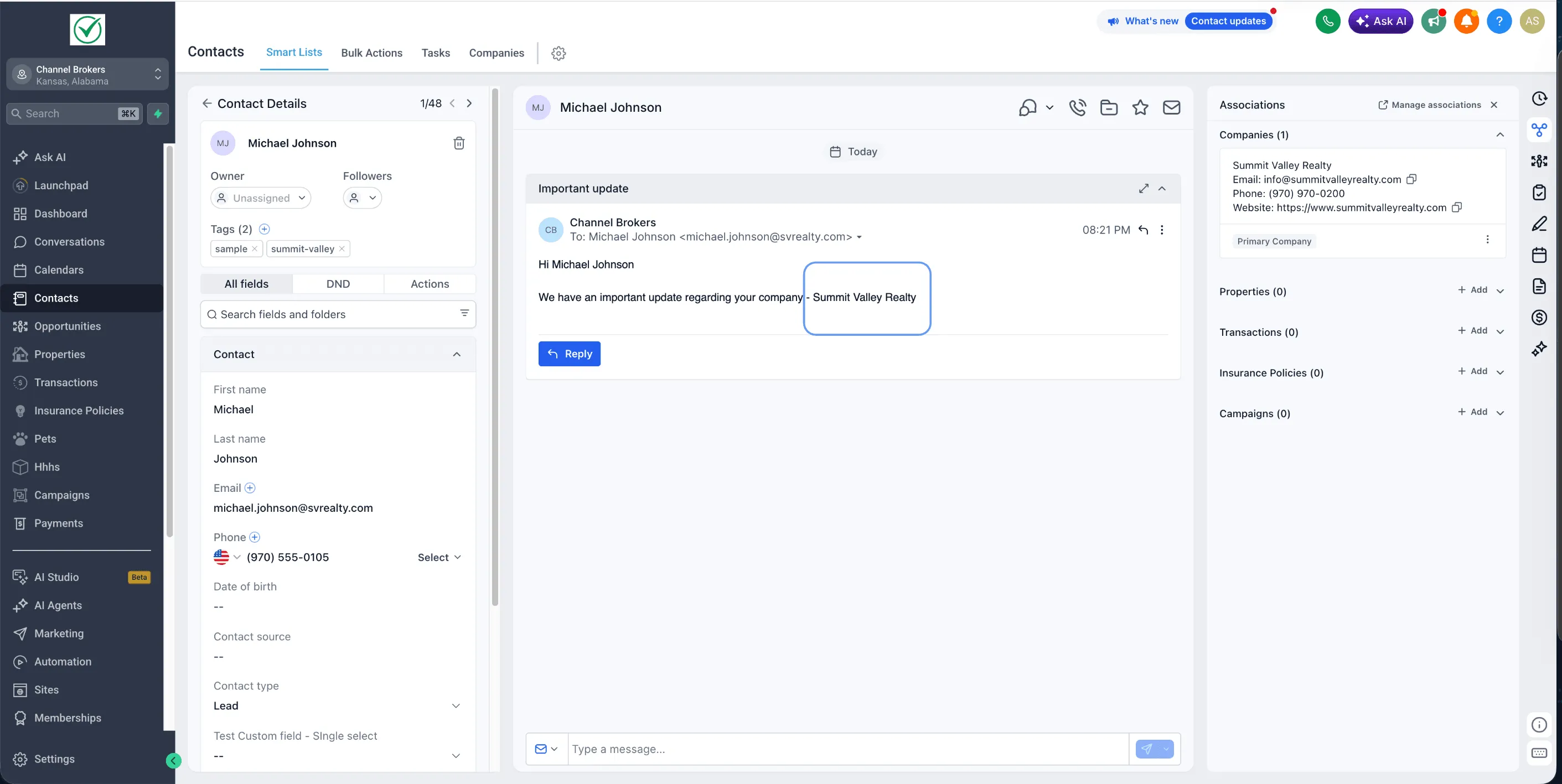 Company field custom value example