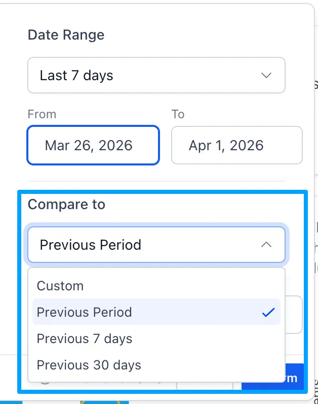 Previous period comparison options