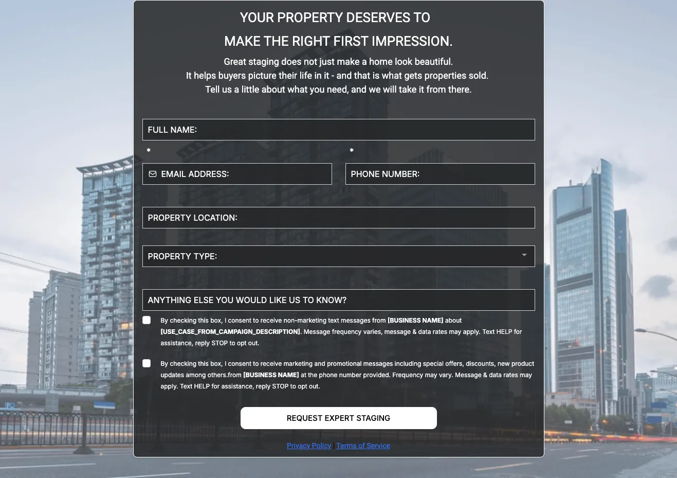 Property Staging - Form