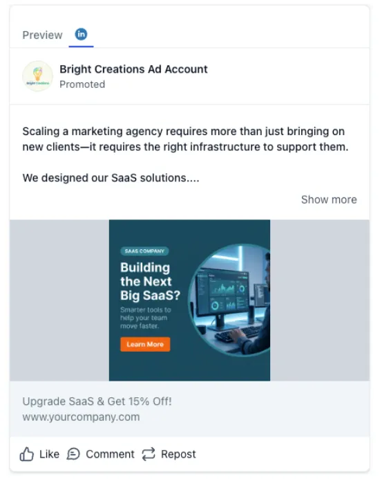 SaaS Company - LinkedIn Ad