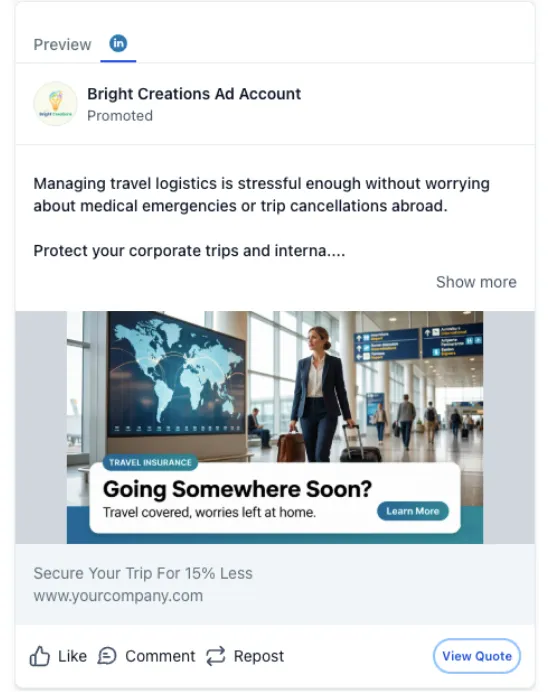 Travel Insurance - LinkedIn Ad