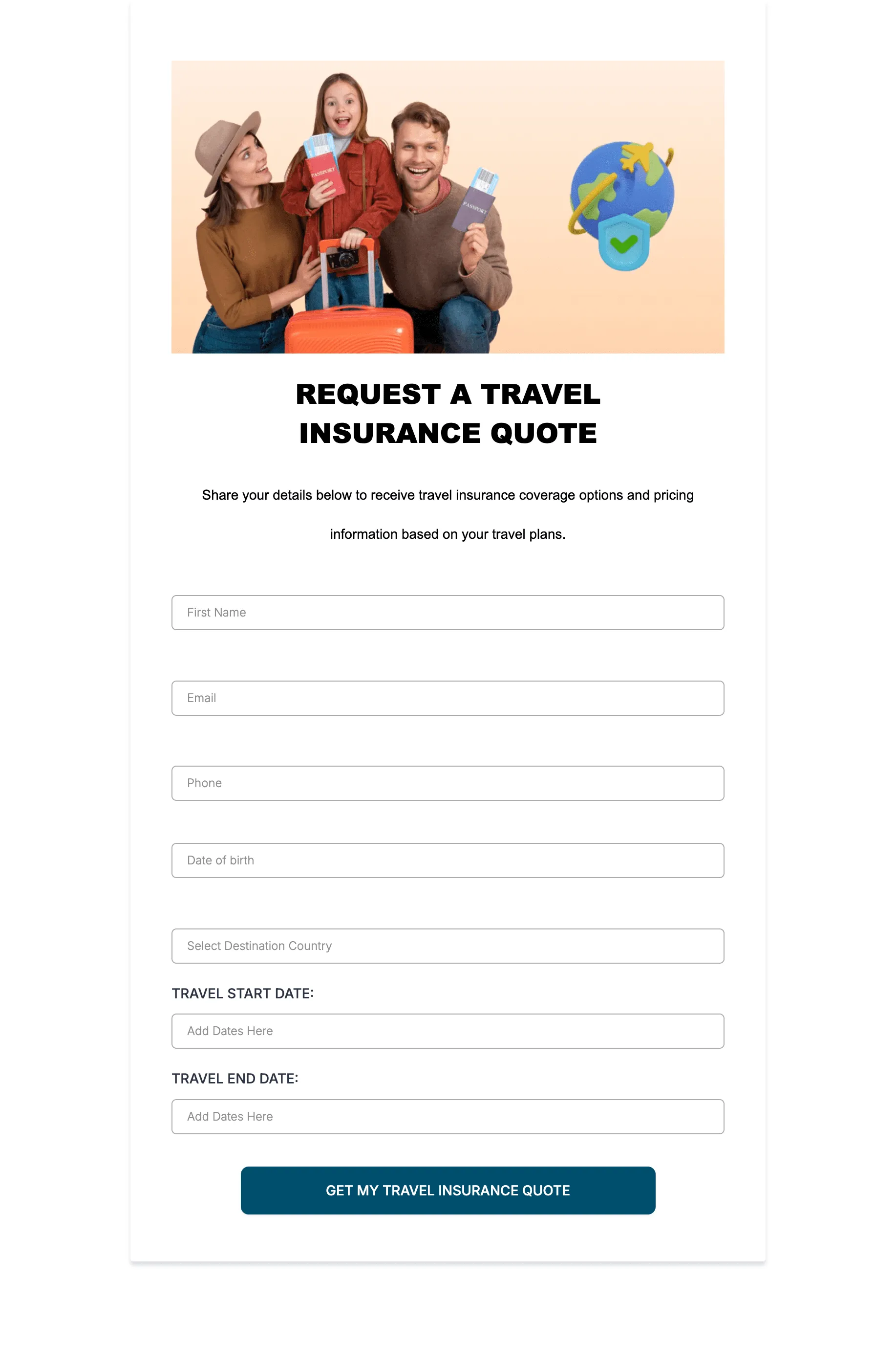 Travel Insurance Request - Form