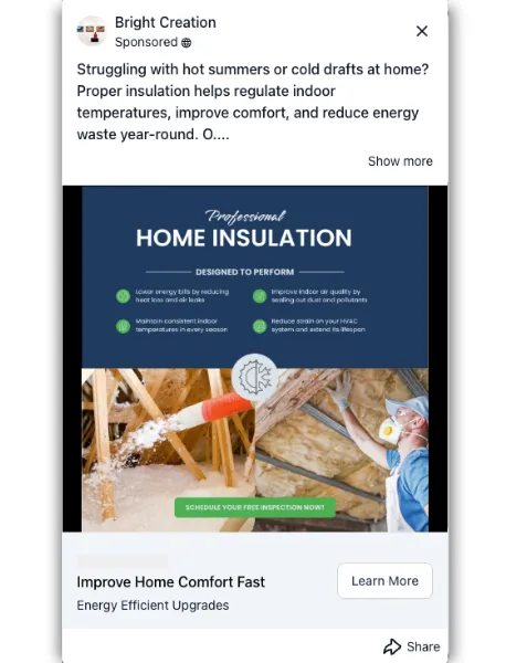Home Insulation - Facebook Ad
