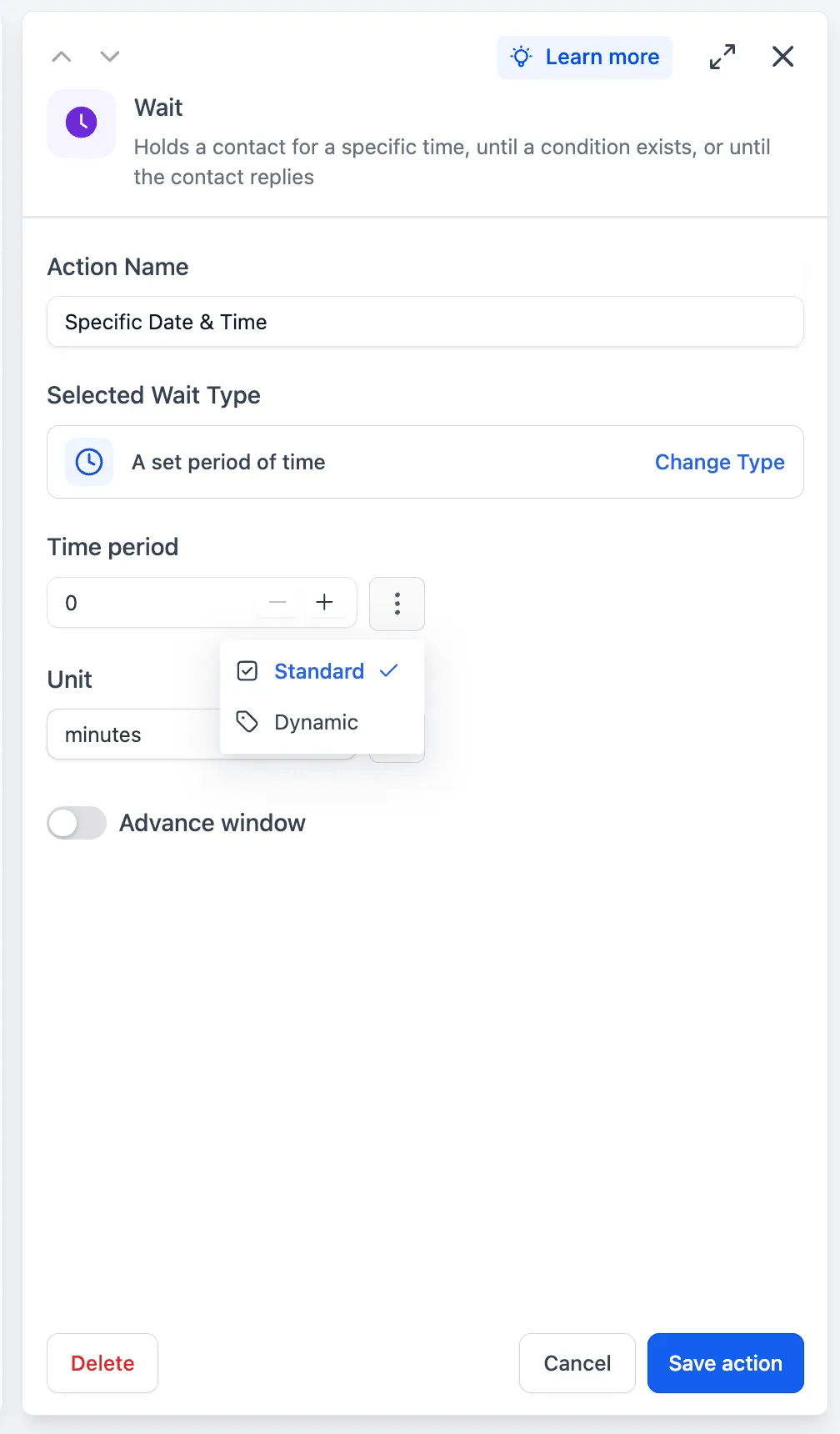 Dynamic wait duration settings