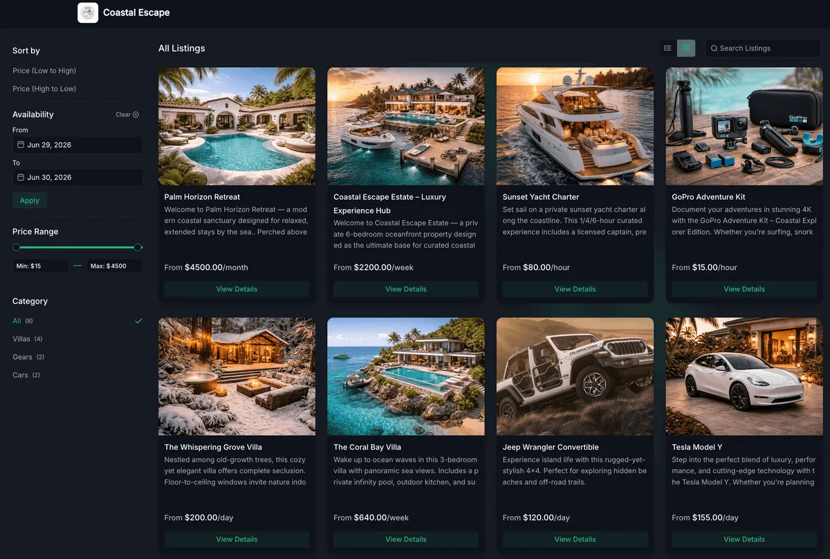 Booking page