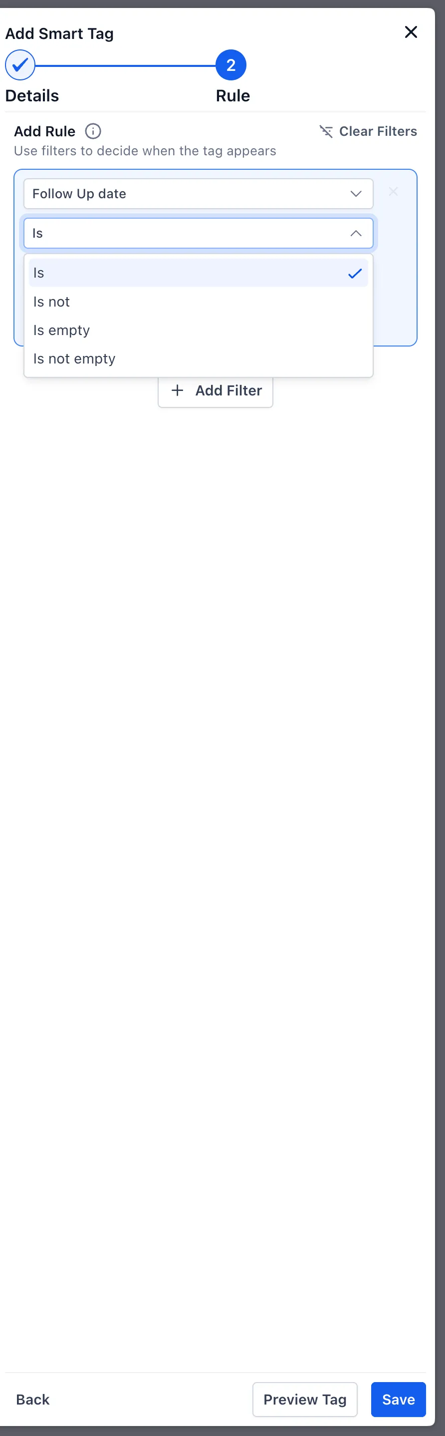 Advanced filter logic in Smart Tags