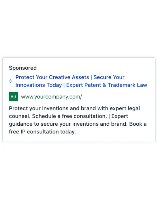 Intellectual Property Law Firm - Google Ad