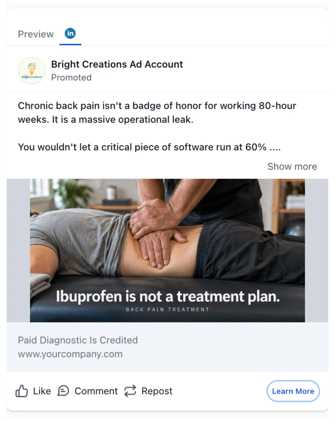 Chiropractor - LinkedIn Ad