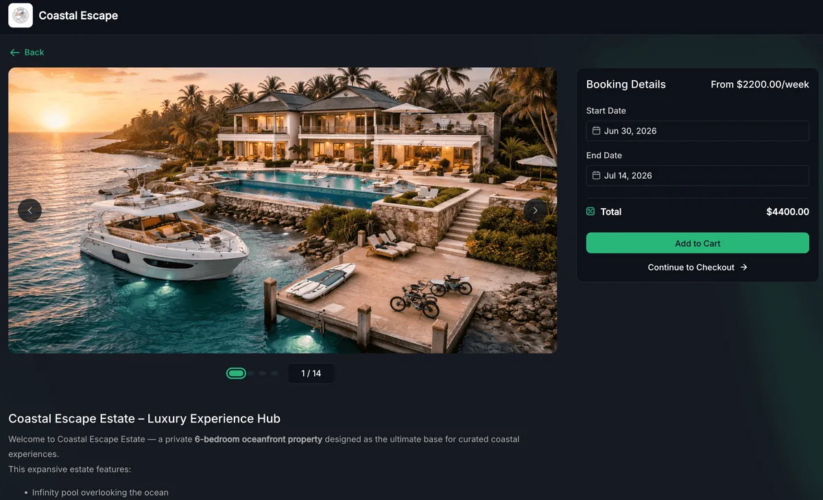 Booking page view details