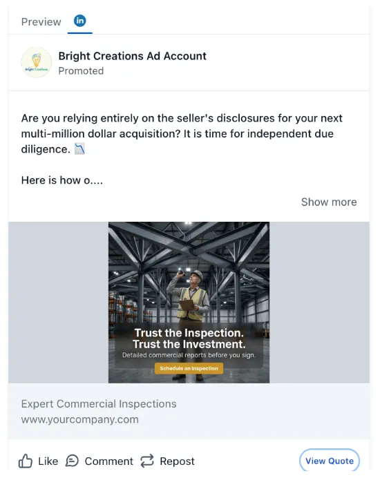 Commercial Property Inspector - LinkedIn Ad