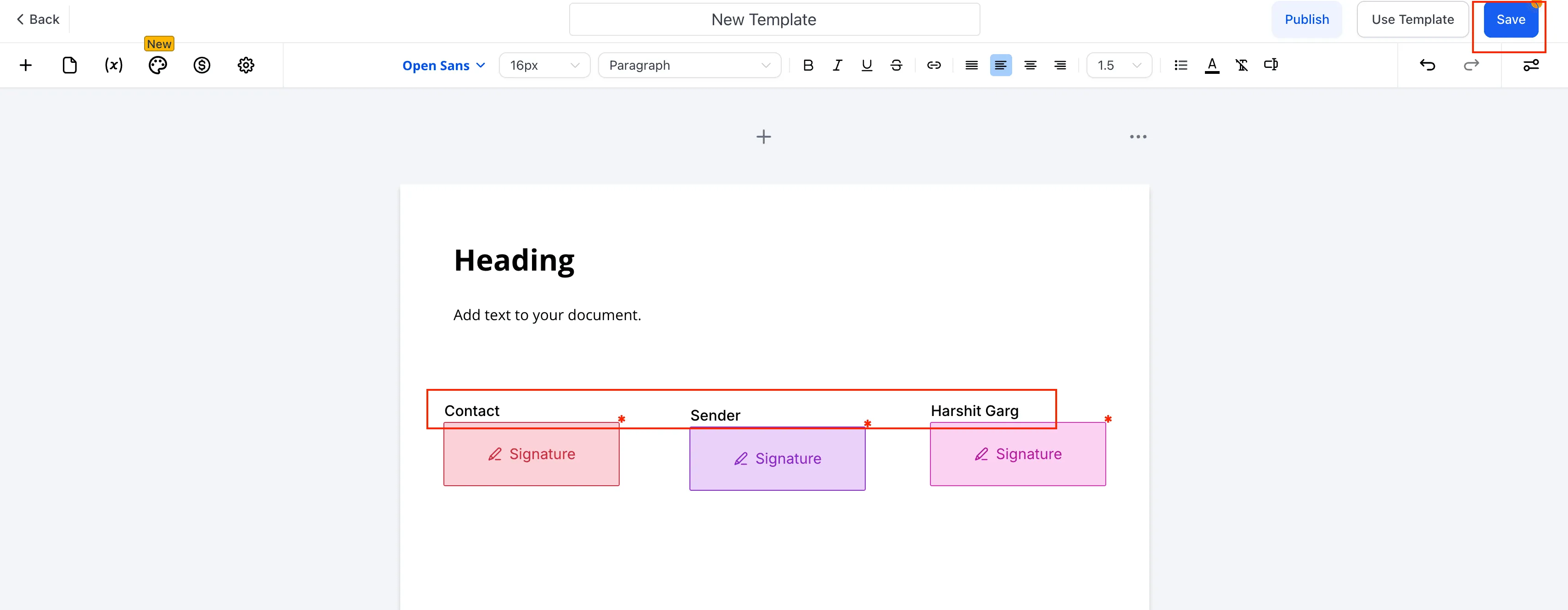 Document template editor in SMBcrm