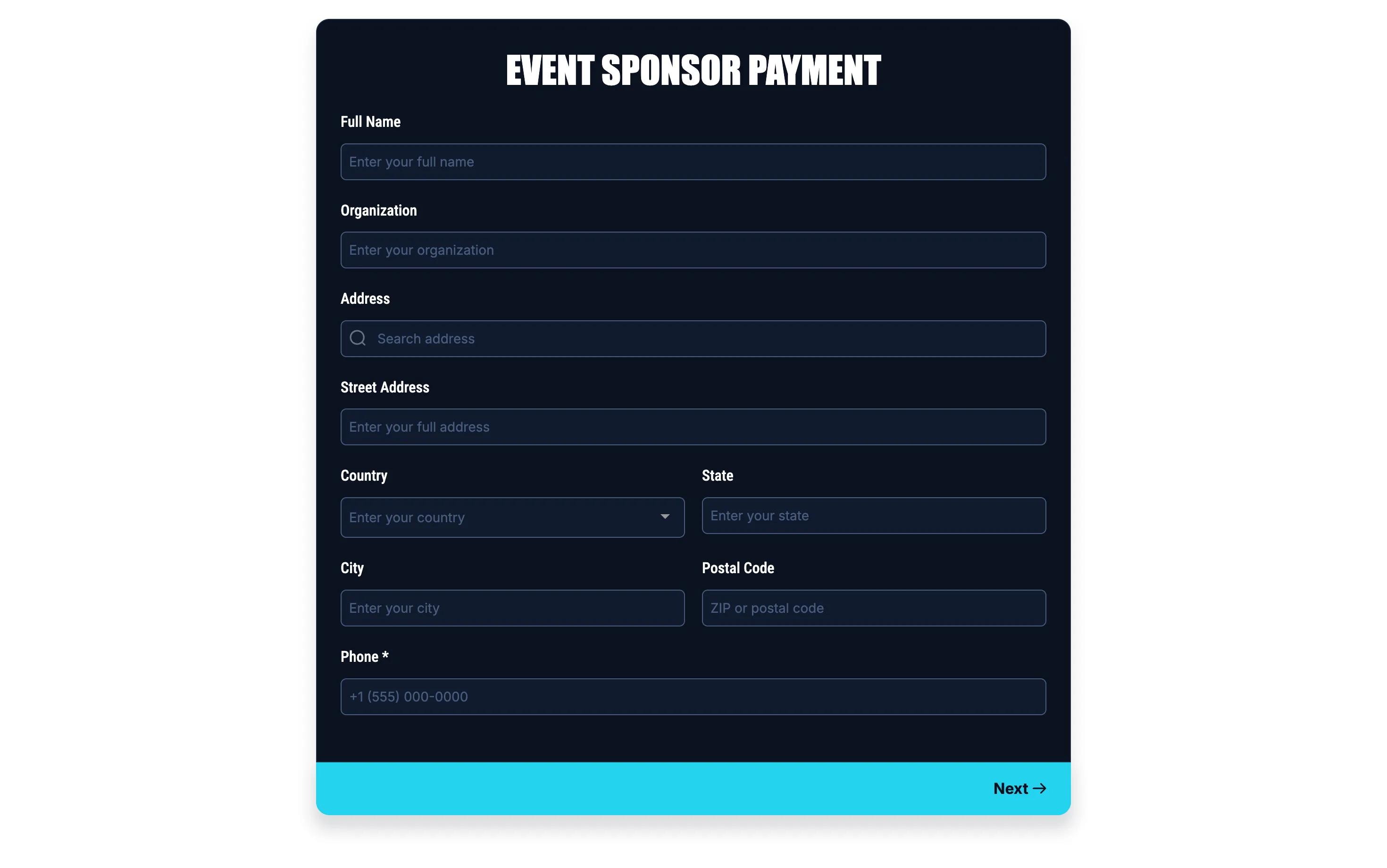 Event Sponsor Payment - Survey