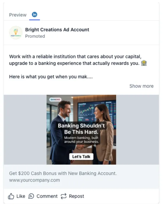 Banking - LinkedIn Ad