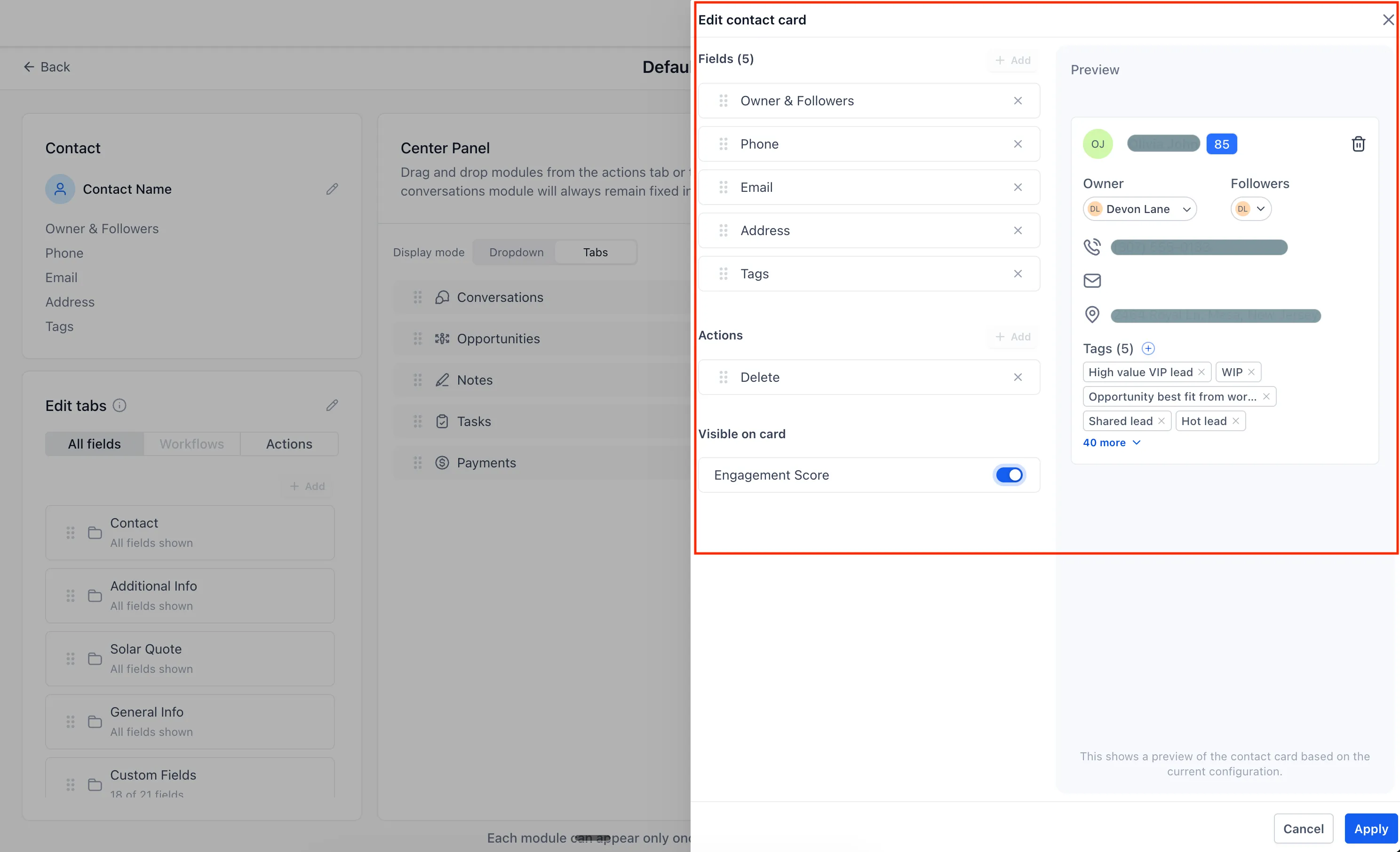 Enhanced contact card