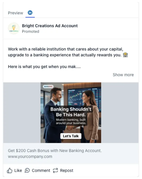 Banking - LinkedIn Ad